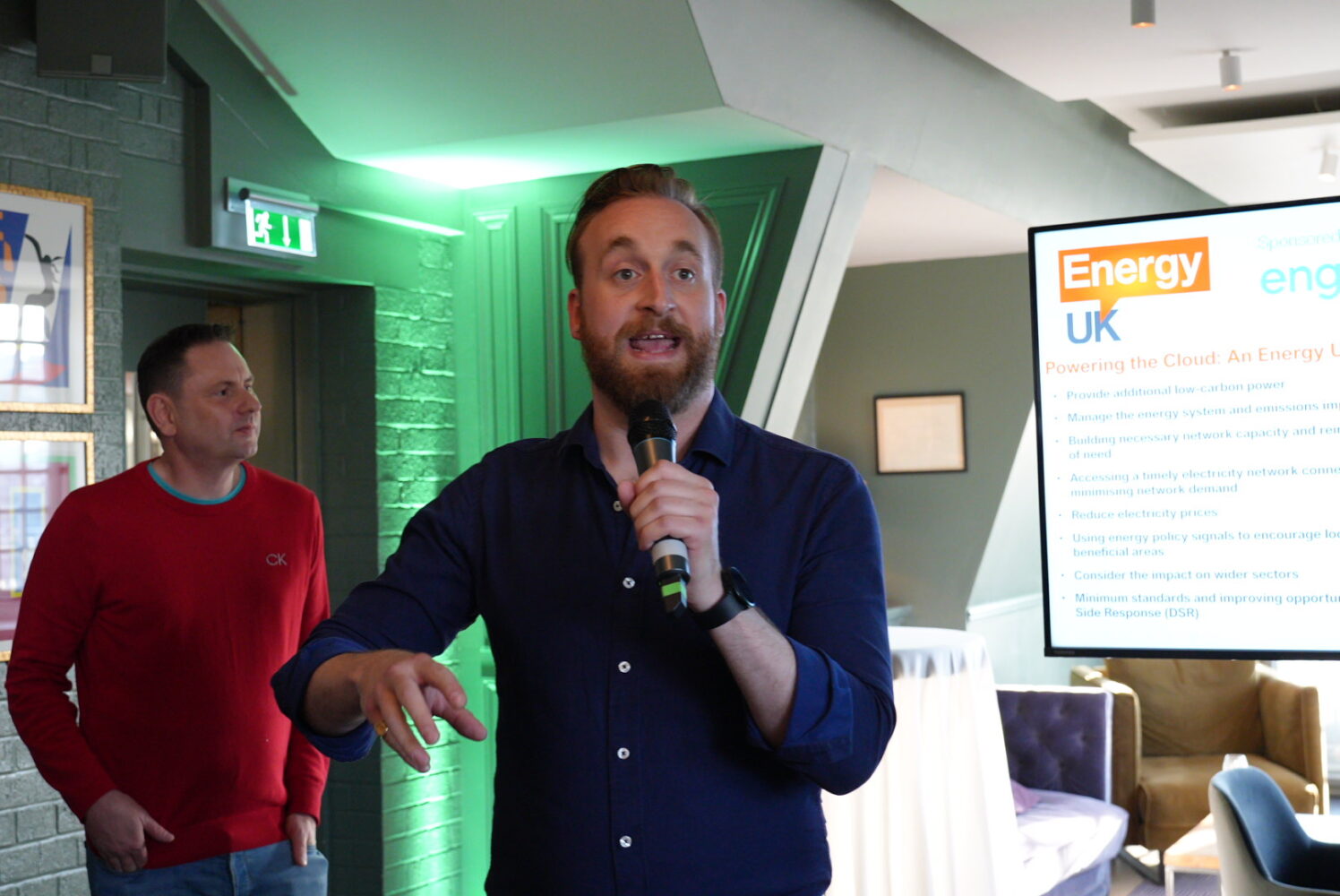 A speaker at an Energy UK Lightning Bolt Talks event